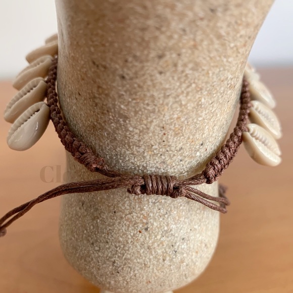 Handmade Cowrie Shell Macrame Anklet – Dark Brown Cord Adjustable Beach Jewelry - Picture 6 of 6